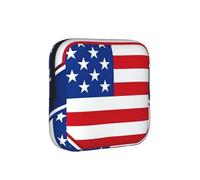 Bolsa de almacenamiento a prueba de épocas, diseño de bandera patriótica de corazón, funda de viaje para toallas sanitarias, bolsa mensural discreta para bolso de oficina