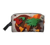 Bolsa de almacenamiento brillante y colorida con impresión artística, elegantes bolsas de aseo y cosméticos de viaje, accesorio de embalaje para viajes, uso en el gimnasio, Mapa del mundo hecho de