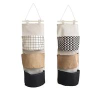 Bolsa de almacenamiento colgante de 2 piezas, bolsa de almacenamiento de gran capacidad, bolsas colgantes de almacenamiento de pared, bolsa de almacenamiento montada en la pared de 3 compartimentos.