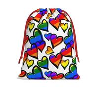 Bolsa de almacenamiento con cordón de terciopelo súper suave con estampado de corazones de orgullo gay de colores arcoíris, apta para promoción de Halloween, bolsa multifuncional