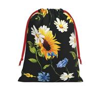 Bolsa de almacenamiento con cordón de terciopelo súper suave con estampado de girasoles y manzanilla, apta para bolsa multifuncional de promoción de Halloween