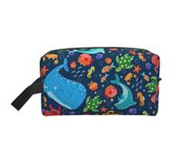 Bolsa de almacenamiento con cremallera con estampado de ballena oceánica, peces, pulpo, accesorios de viaje, bolsa de artículos de aseo portátil, bolsa de artículos de aseo