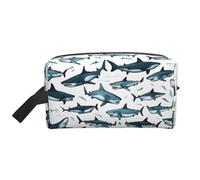 Bolsa de almacenamiento con cremallera con estampado de tiburón con varios gestos, accesorios de viaje, bolsa de artículos de aseo, bolsa de artículos de aseo portátil