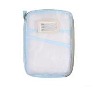 Bolsa de almacenamiento con cremallera de malla de doble capa A4, organizador de gran capacidad con múltiples compartimentos para documentos de examen de oficina, escuela, morado (azul)