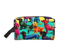 Bolsa de almacenamiento con diseño de perros salchicha para artículos de tocador, cosméticos, papelería, bolsa de viaje, bolsa de almacenamiento diario, White, Talla única