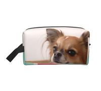 Bolsa de almacenamiento con estampado a cuadros en blanco y negro - Bolsa organizadora de viaje para artículos de aseo y cosméticos con cremallera - lona reutilizable para maquillaje, Papillon en la