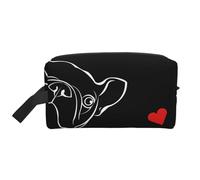 Bolsa de almacenamiento con estampado colorido de mármol morado, kit de aseo de afeitado, bolsas de cosméticos de viaje, organizador de embalaje, bolsa portátil, Bulldog francés, Talla única