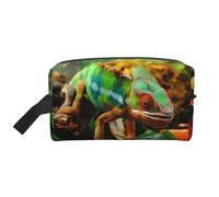 Bolsa de almacenamiento con estampado de águila, bolsa de aseo de viaje duradera, bolsa organizadora portátil de maquillaje y cosméticos con cremallera, Bonito camaleón, Talla única