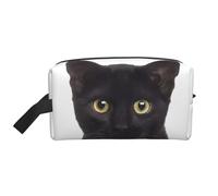 Bolsa de almacenamiento con estampado de bolos, kit de aseo de afeitado, bolsas de cosméticos de viaje, organizador de embalaje, bolsa portátil, Black Cute Cat__æ Ǿï¼ š, Talla única