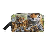 Bolsa de almacenamiento con estampado de hojas y mariquitas, bolsa de aseo de viaje duradera, accesorio de embalaje de lona portátil para uso diario, gimnasio y viajes, Jungle Tigers Cub, Talla única