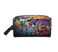 Bolsa de almacenamiento con estampado de hojas y mariquitas, bolsa de aseo de viaje duradera, accesorio de embalaje de lona portátil para uso diario, gimnasio y viajes, Graffiti Hip Hop, Talla única
