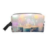 Bolsa de almacenamiento con estampado de la bandera de Bolivia, bolsa de aseo de viaje duradera, accesorio de embalaje de lona portátil para uso diario, gimnasio y viajes, Vela de Feliz Navidad, Talla