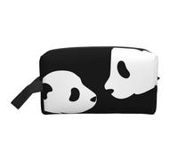 Bolsa de almacenamiento con estampado de leopardo rojo, kit de aseo de afeitado, bolsas de cosméticos de viaje, organizador de embalaje, bolsa portátil, Animal panda, Talla única