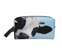 Bolsa de almacenamiento con estampado de mariposas blancas y doradas, bolsa de aseo de viaje duradera, accesorio de embalaje de lona portátil para uso diario, gimnasio y viajes, Patrones de vaca