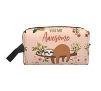 Bolsa de almacenamiento con estampado de mariposas blancas y doradas, bolsa de aseo de viaje duradera, accesorio de embalaje de lona portátil para uso diario, gimnasio y viajes, You Are Awesome Sloth