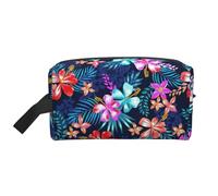 Bolsa de almacenamiento con estampado de tablillas de películas, elegantes bolsas de aseo y cosméticos de viaje, accesorio de embalaje para viajes, uso en el gimnasio, azul floral, Talla única