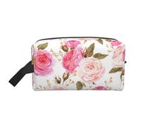 Bolsa de almacenamiento con estampado de tablillas de películas, elegantes bolsas de aseo y cosméticos de viaje, accesorio de embalaje para viajes, uso en el gimnasio, Flor floral rosa rosa, Talla