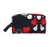 Bolsa de almacenamiento con estampado "Happy Valentine's Day", bolsas grandes de maquillaje de viaje, organizador portátil para artículos de tocador, accesorios