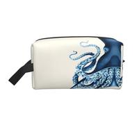 Bolsa de almacenamiento con estampado morado ciruela, kit de aseo de afeitado, bolsas de cosméticos de viaje, organizador de embalaje, bolsa portátil, Pulpo, Talla única