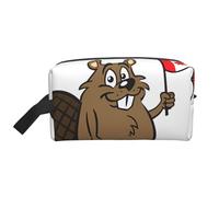 Bolsa de almacenamiento con impresión de galletas con chispas de chocolate, bolsa de aseo de viaje duradera, accesorio de embalaje de lona portátil para uso diario, gimnasio y viajes, Bonito castor