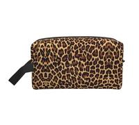 Bolsa de almacenamiento con impresión de pared para notas musicales, bolsa de aseo de viaje duradera, bolsa organizadora portátil de maquillaje y cosméticos con cremallera, Leopardo guepardo fresco