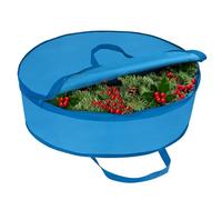 Bolsa de almacenamiento, corona de Navidad, corona colgante de Navidad, espacio ampliable con asa y cremallera para decoraciones navideñas, guirnaldas de almacenamiento