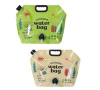 Bolsa de almacenamiento de agua plegable de 8 litros, grifo ajustable, bolsa de agua de emergencia a prueba de fugas, adecuada para camping, senderismo, deportes al ai light yellow and green 2 piezas