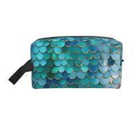 Bolsa de almacenamiento de artículos de tocador con estampado de escamas de sirena, bolsa organizadora de gran capacidad para banco de energía y uso de cables, White, One Size