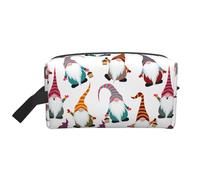 Bolsa de almacenamiento de artículos de tocador con estampado de gnomos divertidos de Navidad, bolsa organizadora de gran capacidad para banco de energía y uso de cables, White, One Size