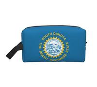 Bolsa de almacenamiento de artículos de tocador con la bandera de Dakota del Sur, bolsa organizadora de gran capacidad para banco de energía y uso de cables