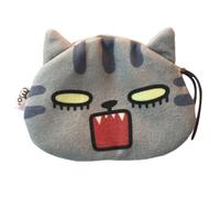 Bolsa de almacenamiento de auriculares de moda, divertida cara de gato, monedero, monedero pequeño para uso diario y actividades al aire libre, Miau enojado