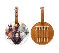 Bolsa de almacenamiento de camiseta de golf marrón con diseño de lobos y renos, bolsa de almacenamiento multifuncional para hombres, material de poliuretano duradero