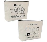 Bolsa de almacenamiento de cargadores BIFHIG de 2 piezas, impermeable, para viaje y maquillaje