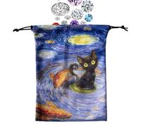 Bolsa de almacenamiento de cartas de tarot, bolsa de terciopelo con cordón de 13 x 18 cm, soporte de baraja impreso digitalmente para oráculo, cristales, dados, joyas y cartas de juego coleccionables