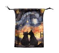 Bolsa De Almacenamiento De Cartas Del Tarot - Bolsa De Tarot Con Cordones | Creative Cat Design Velvet Dice Supper Bolsa De Almacenamiento | Joyería Protectora Que Lleva Bolsas Para Monedas (F)