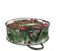 Bolsa de almacenamiento de corona de 29 pulgadas con mango resistente y acabado resistente al agua, soporta una gestión eficiente de la decoración fuera de temporada (PVC negro de 76 x 20 pulgadas)