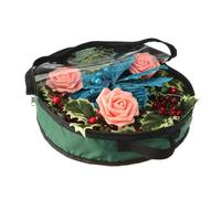 Bolsa de almacenamiento de corona de Navidad, bolsas de almacenamiento decorativas para coronas, caja de almacenamiento redonda con doble cremallera, contenedor transparente para corona de flores para