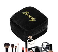 Bolsa de almacenamiento de cosméticos con cremallera, bolsa de almacenamiento para pintalabios, estuche organizador de viaje, estuche para lápiz labial, polvo, delineador de ojos, negro, ver