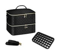 Bolsa De Almacenamiento De Cosméticos De Gran Capacidad Para Herramientas De Arte De Uñas Diseños De 2 Niveles Organizadores De Suministros De Uñas De Construcción a Prueba De Fugas De Hombro Portátil