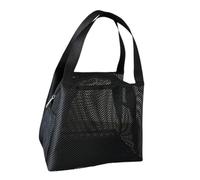 Bolsa de almacenamiento de cosméticos de malla transpirable, organizador de viaje, espacioso contenedor de artículos de tocador con asa portátil, bolsa de aseo de malla con asa, Black, Talla única