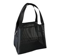 Bolsa de almacenamiento de cosméticos de malla transpirable, organizador de viaje, espacioso contenedor de artículos de tocador con asa portátil, bolsa de aseo de malla para viajes, Black, Talla única