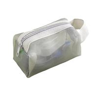 Bolsa de almacenamiento de cosméticos portátil y plegable con diseños translúcidos para una identificación rápida del artículo, gris claro
