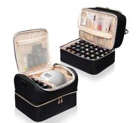 Bolsa de almacenamiento de esmalte de uñas - Maletín profesional para manicura y barniz - Estuche compacto con bandeja extraíble para 45 barnices (15 ml)