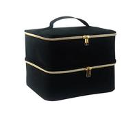 Bolsa de almacenamiento de esmalte de uñas, organizador de transporte de gran capacidad, diseño de dos capas, cierre de cremallera, estuche para secadora, Black, XXXXS