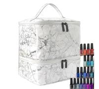 Bolsa de almacenamiento de esmalte de uñas, organizadores de uñas, bolsa de almacenamiento con diseño de doble capa, portátil, organizador de suministro de lámparas, fácil para amantes, familias