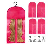 Bolsa De Almacenamiento De Extensiones De Cabello, Bolsas De Almacenamiento De Pelucas Con Percha, Bolas De Almacenaminto Organizadores De Pelucas A Prueba De Polvo De 5 Piezas, Bolsas De Recipiente