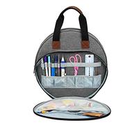 Bolsa de almacenamiento de herramientas de bordado, bolsa de almacenamiento de hilo de bordado con compartimentos y bolsillos para accesorios, bolsa de transporte para proyectos de bordado para aros