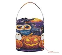 Bolsa de almacenamiento de hilo de calavera de búho, fantasmas, calabaza, bailando, para Halloween, con agujeros, para ganchillo, suministros de punto