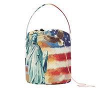 Bolsa de almacenamiento de hilo de ganchillo con bandera del Día de los Presidentes de Estados Unidos y Lady Liberty, almacenamiento portátil de viaje para organizador de hilo de ganchillo
