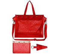 Bolsa de almacenamiento de hilo de gran capacidad, bolsa de malla transparente transparente, bolsa de almacenamiento de punto y ganchillo, organizador portátil para el hogar, al aire libre, viajes